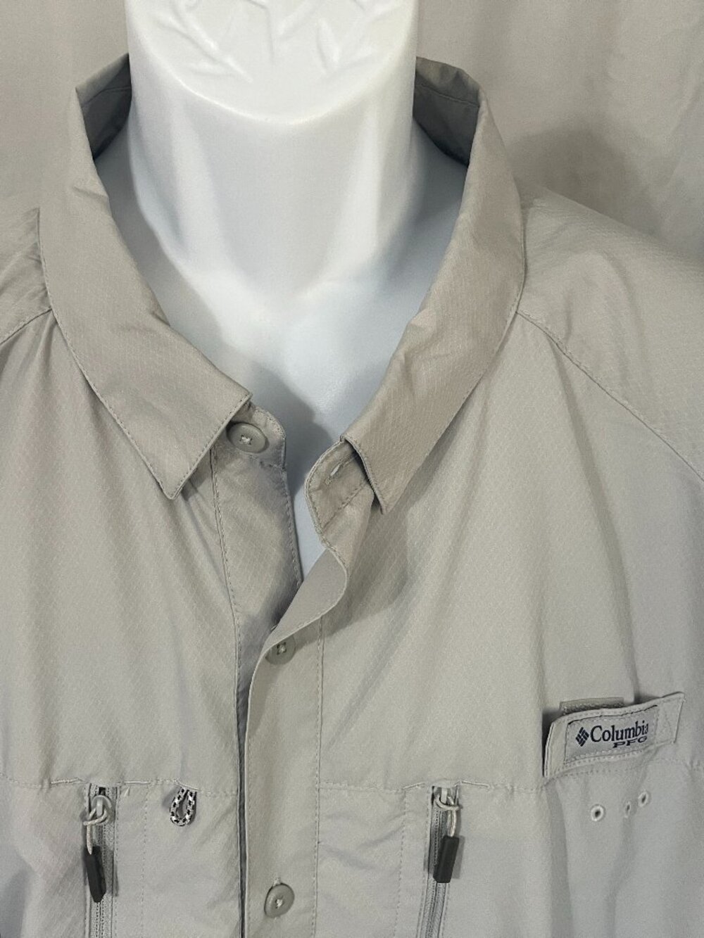 🎣 Columbia PFG Men’s Fishing Shirt Light Gray Long Sleeve Omni-Shade XXL 🔥